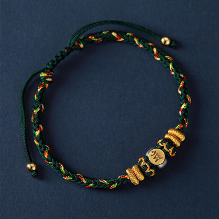 Buddha Stones Chinese Zodiac Natal Buddha Silver Luck Braided String Bracelet - Rabbit(Bracelet Size 18-28cm) - image 14