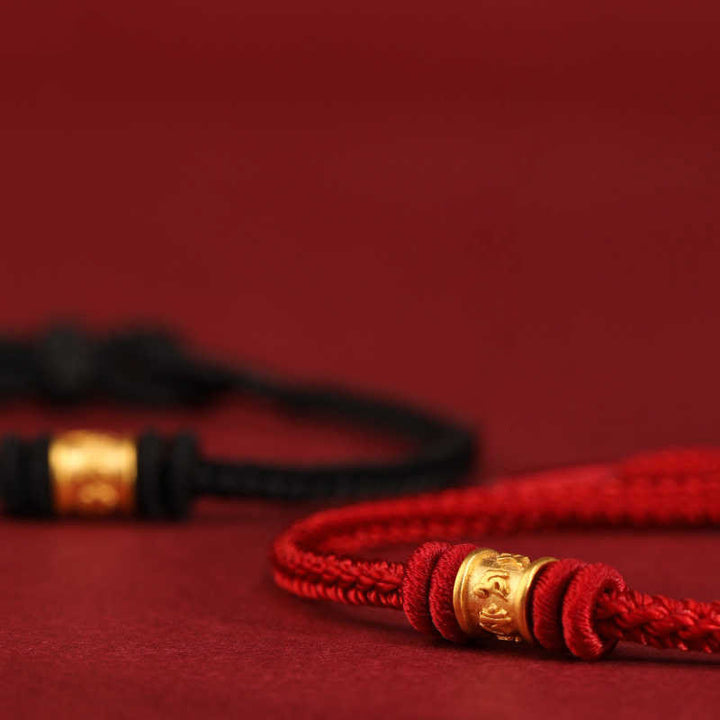 Buddha Stones Tibet Handmade 999 Gold Om Mani Padme Hum Luck Protection Bracelet - image 15