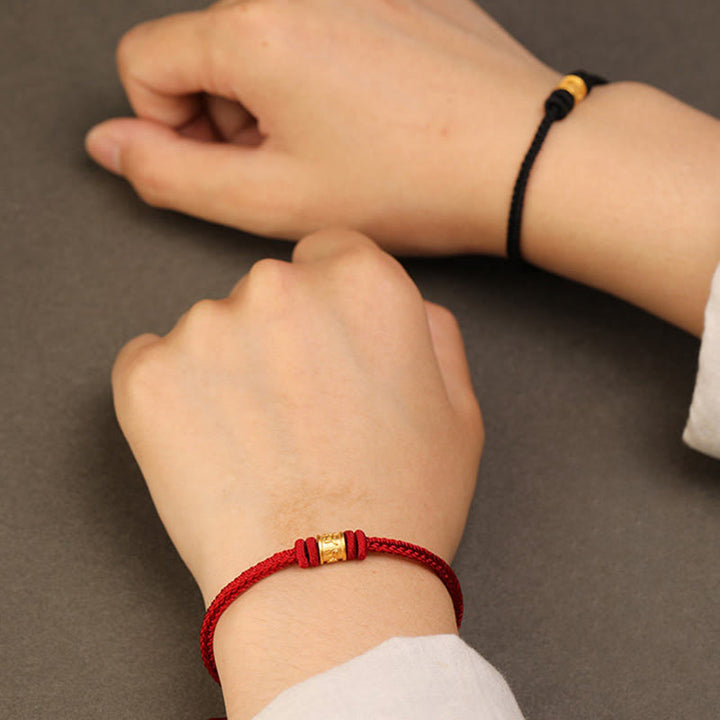 Buddha Stones Tibet Handmade 999 Gold Om Mani Padme Hum Luck Protection Bracelet - image 13