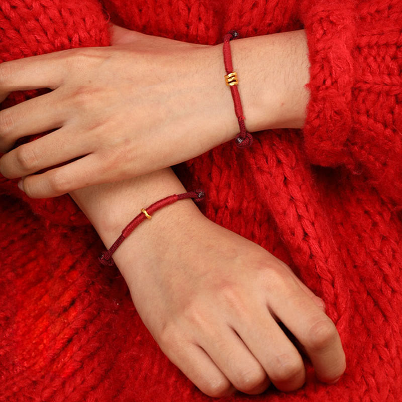 Buddha Stones 999 Gold Ring Design Handmade Luck Braided Red Rope Bracelet Anklet - image 18