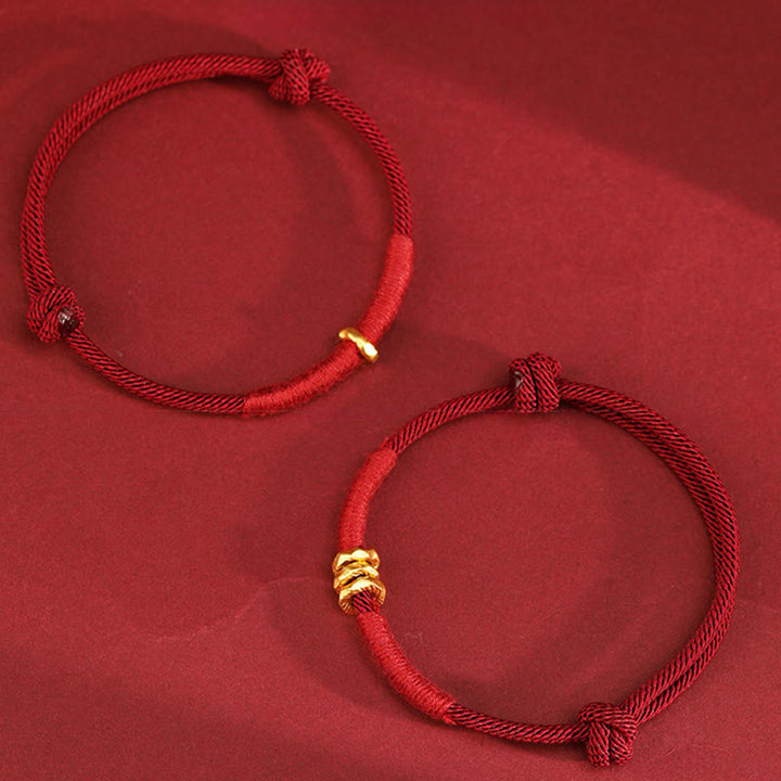 Buddha Stones 999 Gold Ring Design Handmade Luck Braided Red Rope Bracelet Anklet - image 16