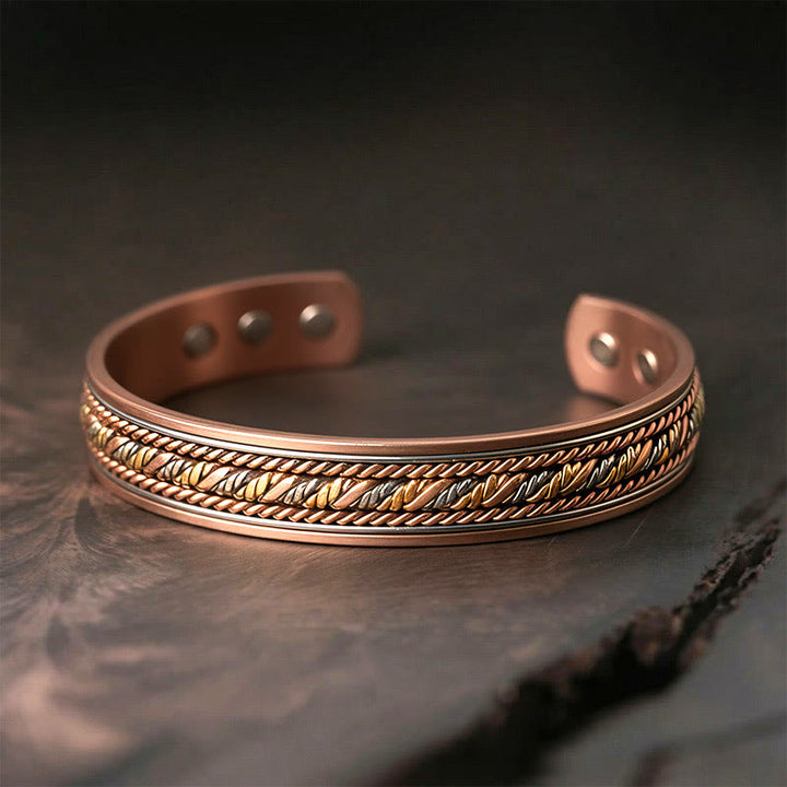 Buddha Stones Retro Open Twisted Copper Balance Luck Cuff Bracelet Bangle - Copper(Wrist Circumference: 15-18cm) - image 0