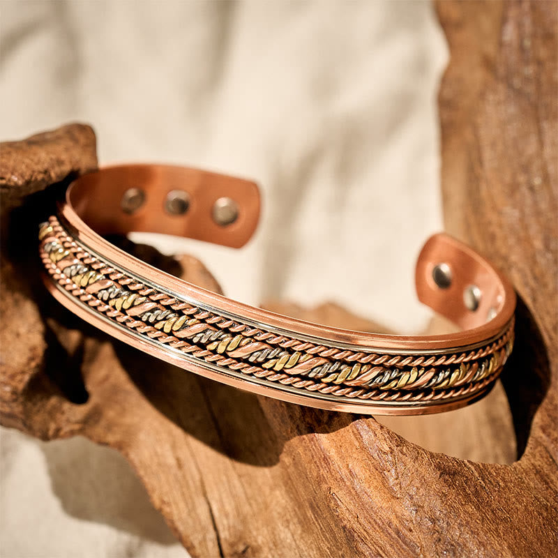 Buddha Stones Retro Open Twisted Copper Balance Luck Cuff Bracelet Bangle - image 2