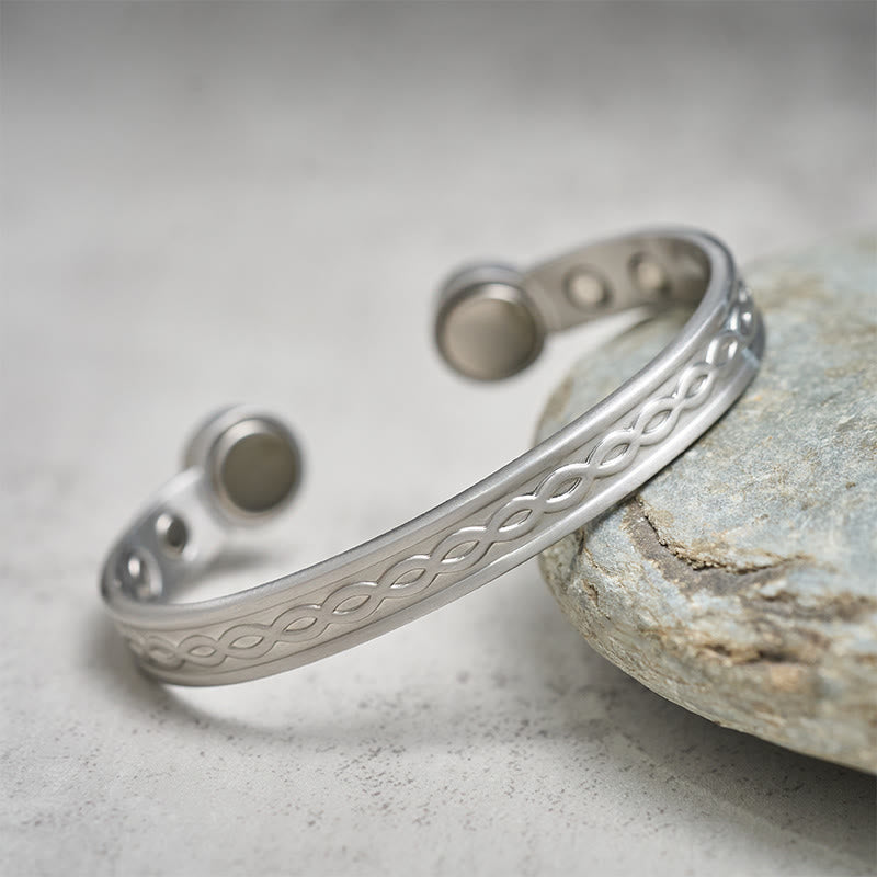 Buddha Stones Interwoven Loop Pattern Copper Balance Luck Open Cuff Bracelet Bangle - image 8