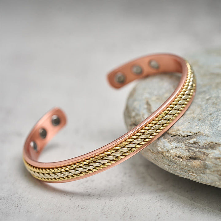 Buddha Stones Retro Twisted Copper Balance Luck Open Adjustable Cuff Bracelet Bangle - image 2