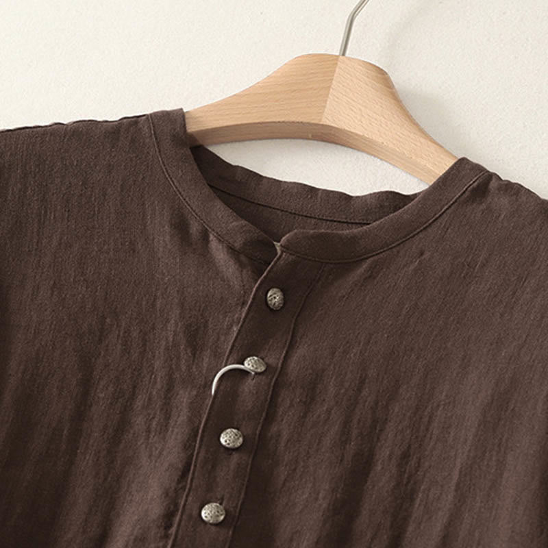 Buddha Stones Spring Plain V-Neck Long Sleeve Women's Cotton Shirt  - image 1
