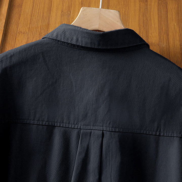 Buddha Stones Spring Plain Lapel Long Sleeve Women's Cotton Shirt With Pockets - image 16