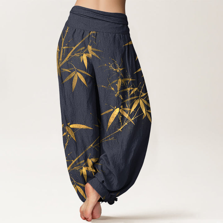 Buddha Stones Pure Cotton Classical Bamboo Pattern Women's Elastic Waist Harem Pants - image 6