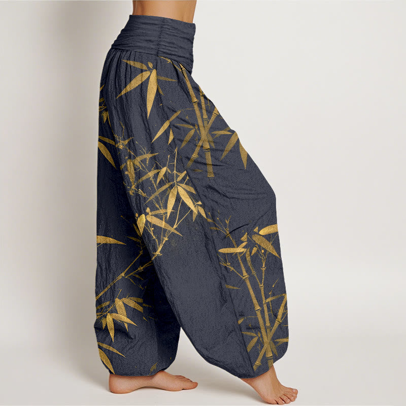 Buddha Stones Pure Cotton Classical Bamboo Pattern Women's Elastic Waist Harem Pants - image 7