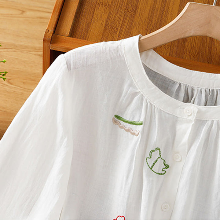 Buddha Stones Coral Gourd Pattern Crew Neck Half Sleeve Women's Polyester Shirt  - image 11