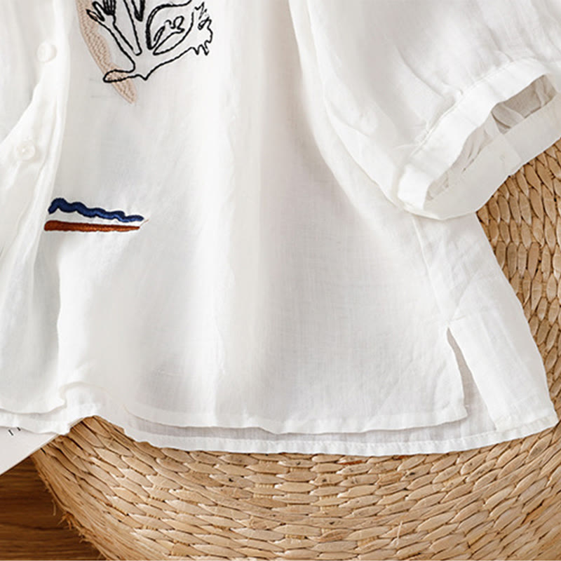 Buddha Stones Coral Gourd Pattern Crew Neck Half Sleeve Women's Polyester Shirt  - image 13