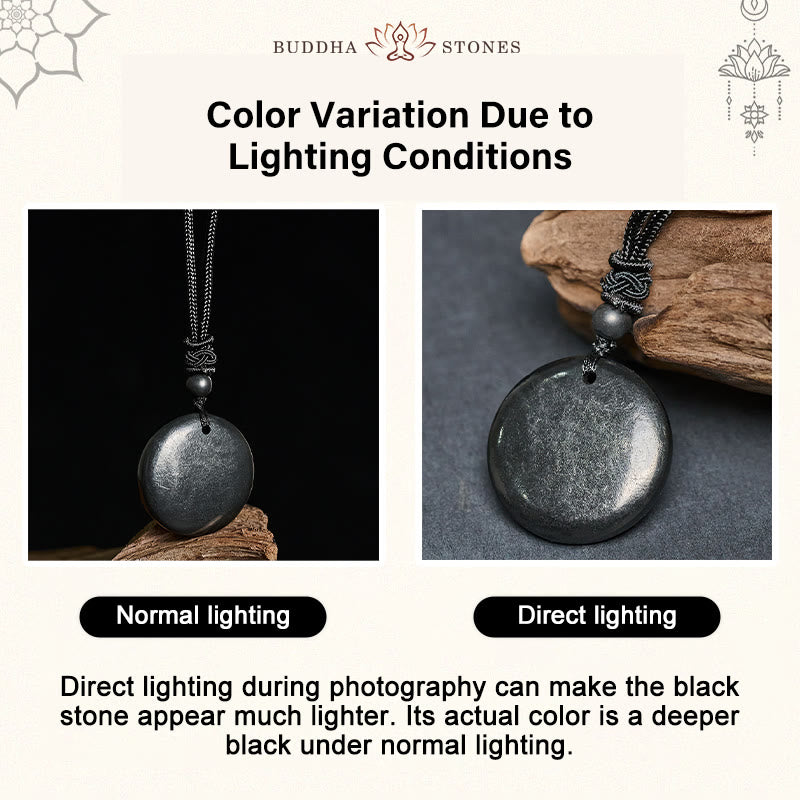 Buddha Stones Geometric Round Authentic Shungite Stone Rope Inner Strength Necklace Pendant - image 4