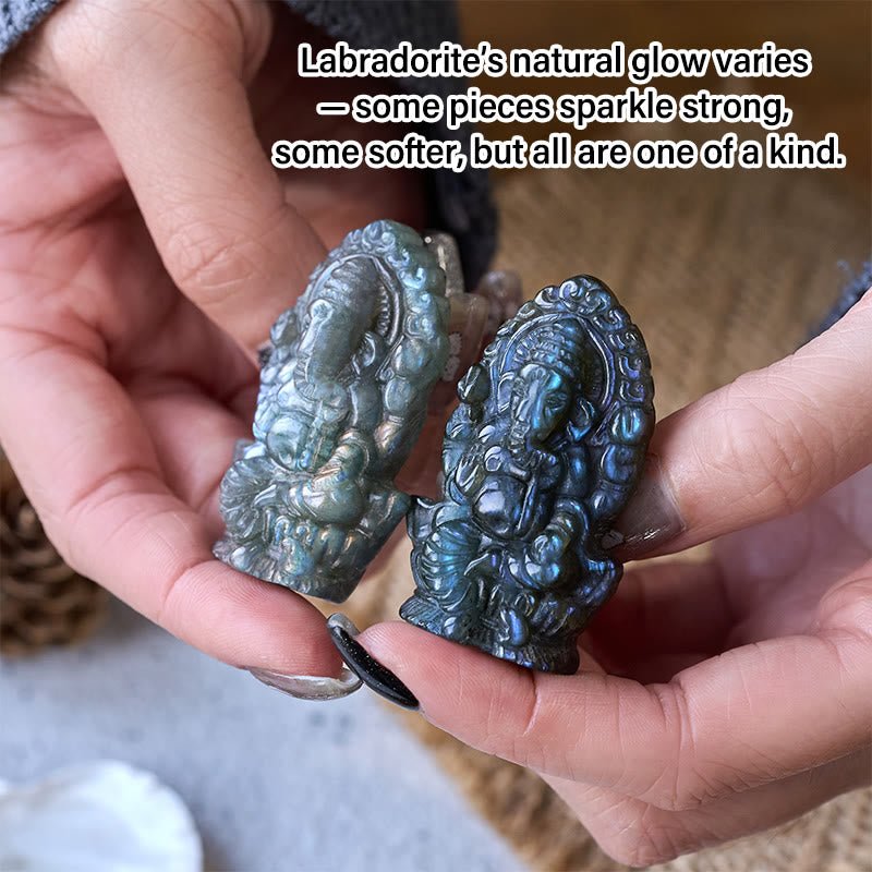 Buddha Stones Ganesh Ganpati Elephant Figurine Labradorite Healing Statue Home Decoration - image 4