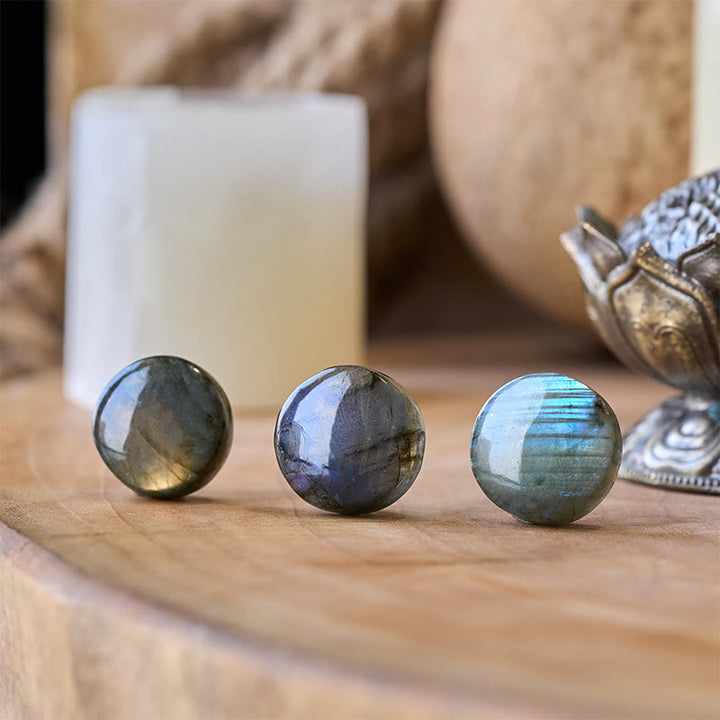 Buddha Stones Natural Round Labradorite Healing Figurine Decoration - image 1