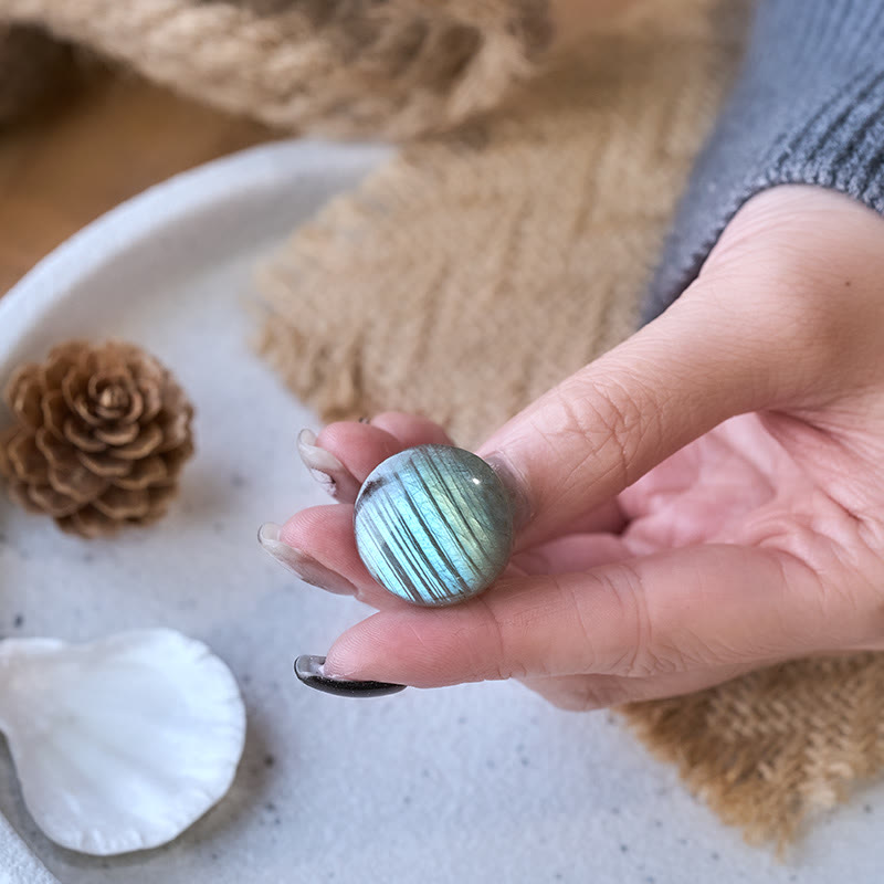 Buddha Stones Natural Round Labradorite Healing Figurine Decoration - image 3