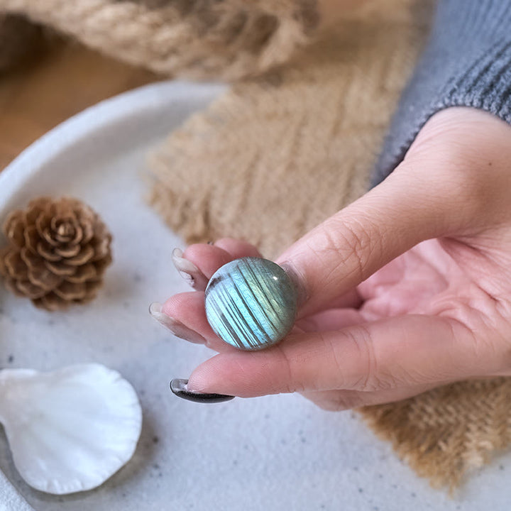 Buddha Stones Natural Round Labradorite Healing Figurine Decoration - image 3