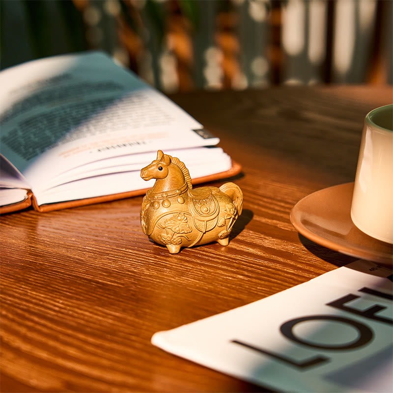 Buddha Stones Mini Year of the Horse Lotus Ebony Linden Wood Green Sandalwood Decoration 5.5*5*3.2cm - image 19