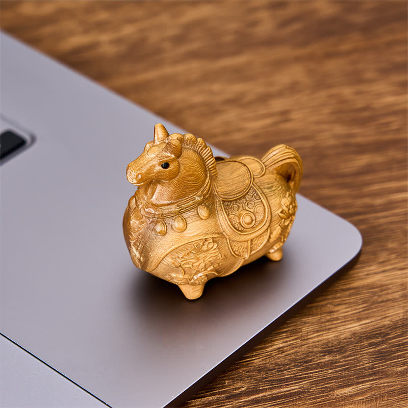 Buddha Stones Mini Year of the Horse Lotus Ebony Linden Wood Green Sandalwood Decoration 5.5*5*3.2cm - image 18