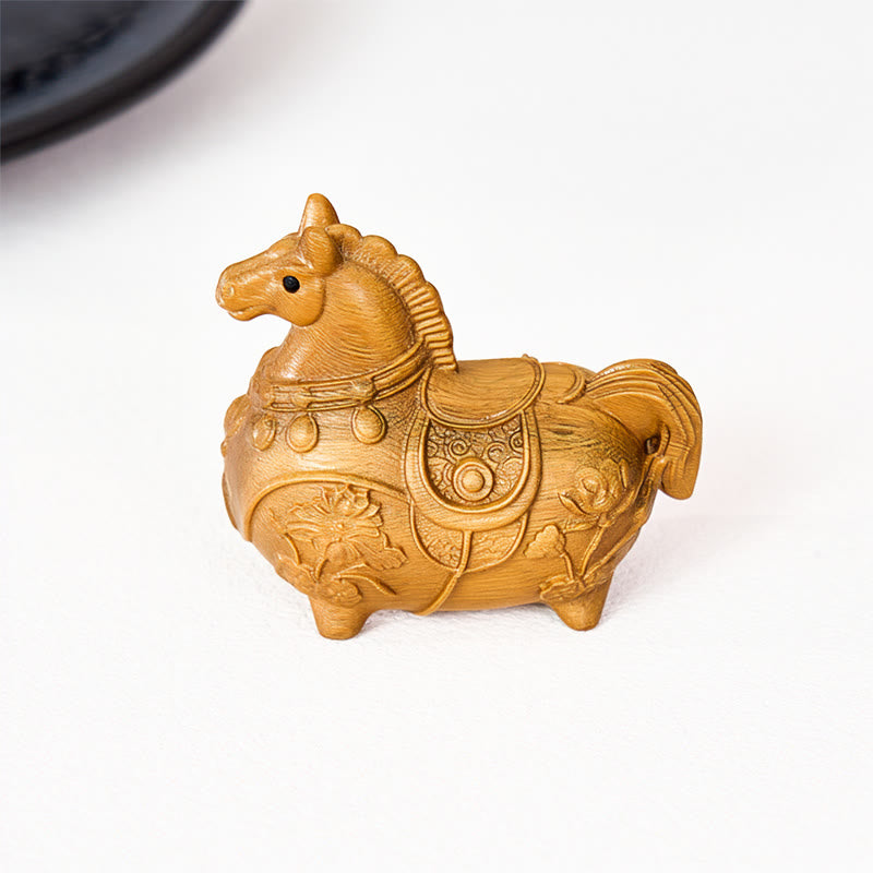 Buddha Stones Mini Year of the Horse Lotus Ebony Linden Wood Green Sandalwood Decoration 5.5*5*3.2cm - image 17