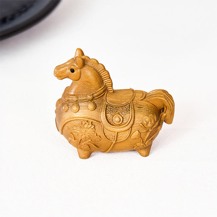 Buddha Stones Mini Year of the Horse Lotus Ebony Linden Wood Green Sandalwood Decoration 5.5*5*3.2cm - image 17