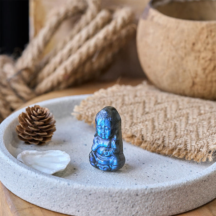 Buddha Stones Buddha Symbol Natural Labradorite Figurine Cure Statue Home Decoration - image 5
