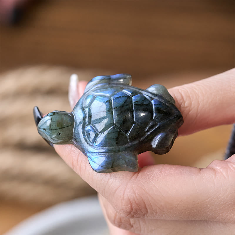 Buddha Stones Turtle Natural Labradorite Figurine Wisdom Protection Statue Home Decoration - image 4