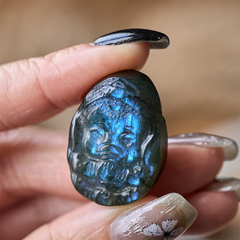 Buddha Stones Ganesh Elephant Figurine Natural Labradorite Healing Protection Statue Home Decoration - image 4