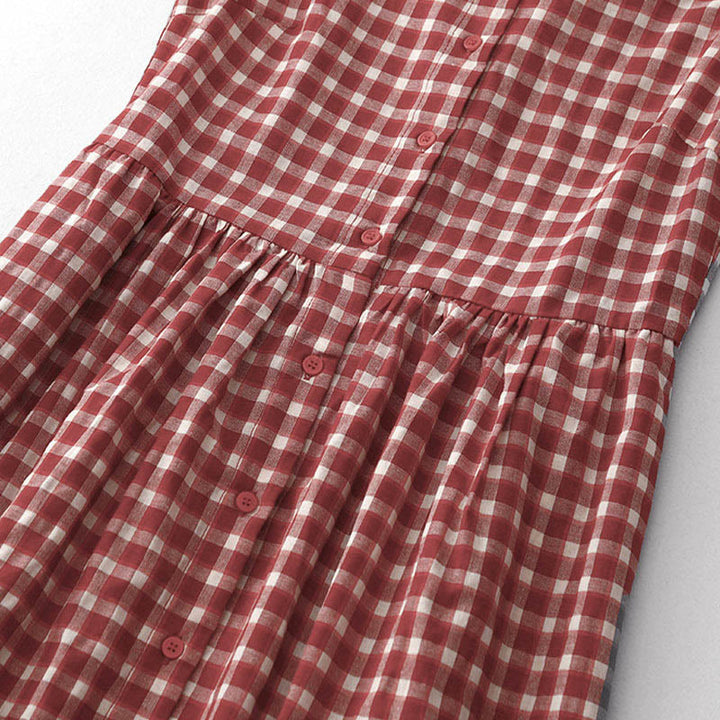 Buddha Stones Plaid Sleeveless Summer Midi Dress With Pockets - image 3