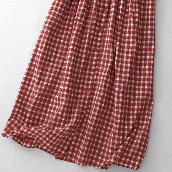 Buddha Stones Plaid Sleeveless Summer Midi Dress With Pockets - image 4