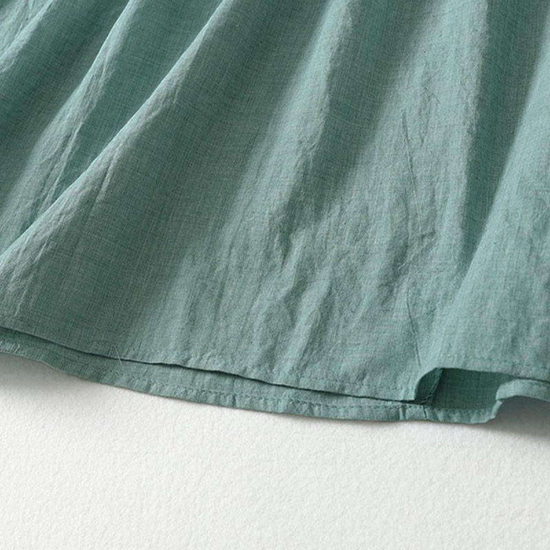 Buddha Stones Spring Solid Color Lace-up Crew Neck Design Three Quarter Sleeve Women's Midi Dress - image 19