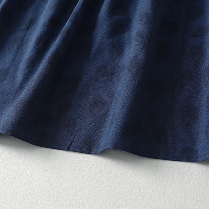 Buddha Stones Spring Grass Vines Print Buttons Design Long Sleeve Midi Dress With Pockets - image 15