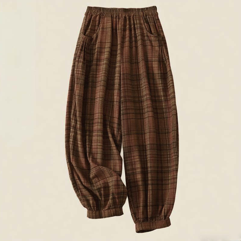 Buddha Stones Spring Plaid Design Women's Harem 7-8 Length Pants With Pockets - Peru - US8-10，UK/AU12-14，EU40-42 (2XL) - image 0
