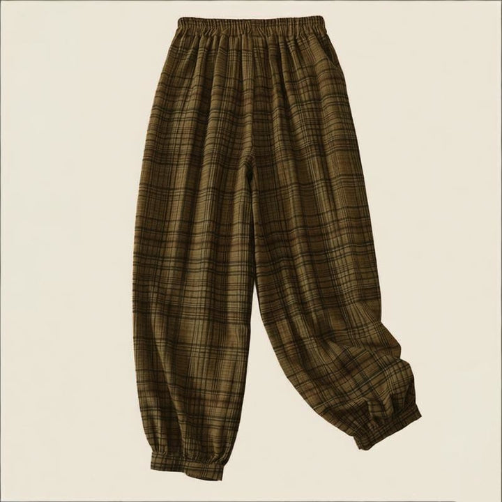 Buddha Stones Spring Plaid Design Women's Harem 7-8 Length Pants With Pockets - image 6