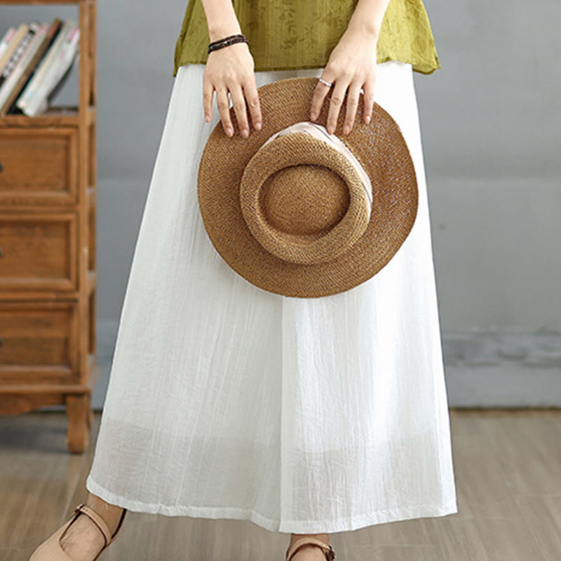 Buddha Stones Solid Color Elastic Waist Design Capri Cropped Women's Wide Leg Pants - image 24