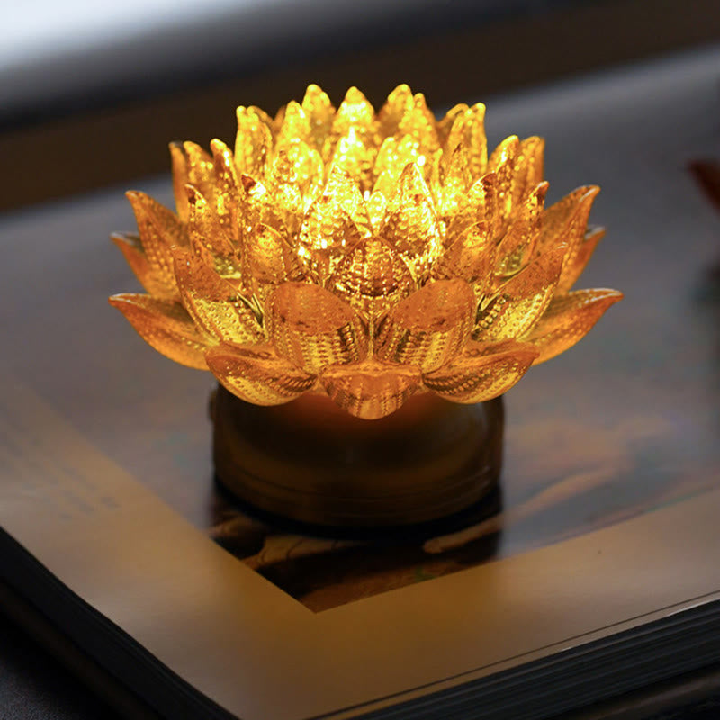 Buddha Stones Lotus Liuli Glass Copper Brass New Beginning Home Decoration - image 0