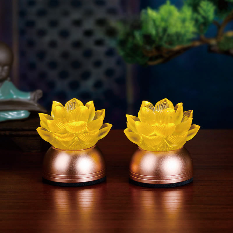 Buddha Stones Lotus Liuli Glass Copper New Beginning Home Decoration - 2 Pcs Rechargeable(6.5*6.4*5.5 cm) - image 1