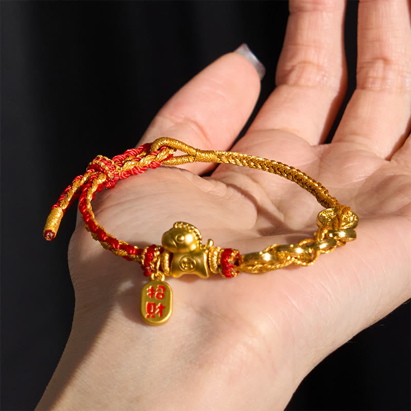 Buddha Stones Year Of The Horse Red String Five-Emperor Coins Luck Bracelet - image 2
