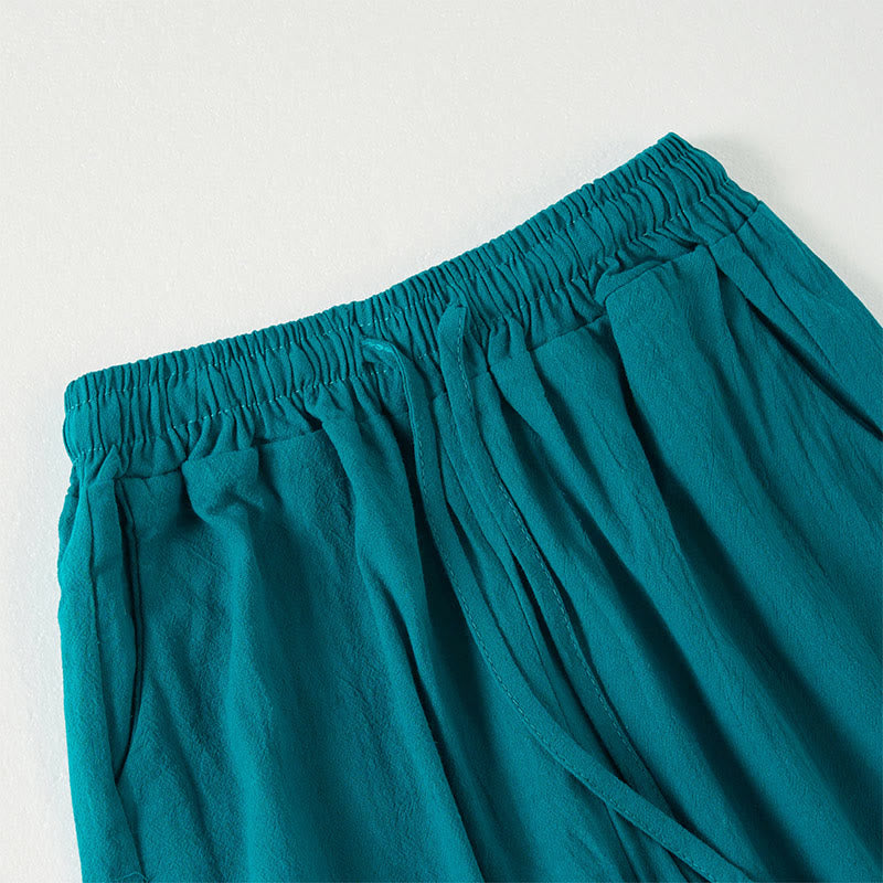 Buddha Stones Plain Bohemian Stripes Women's Wide Leg Pants With Pockets - image 1