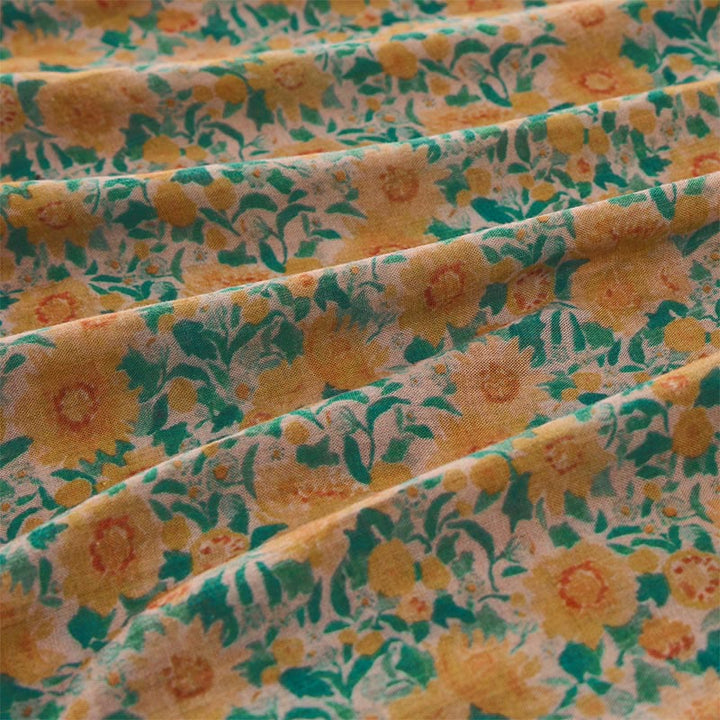 Buddha Stones Summer  Frog-Button Stand Collar Short Sleeve Flower Pattern Women's Cotton Shirt  - image 5