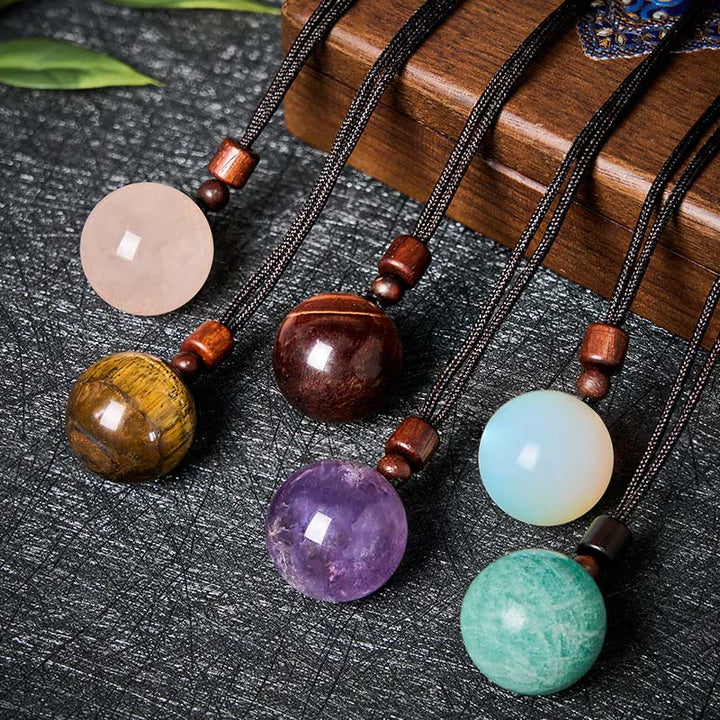 Buddha Stones White Crystal Pink Crystal Tiger Eye Smoky Quartz Protection Necklace Pendant - image 0