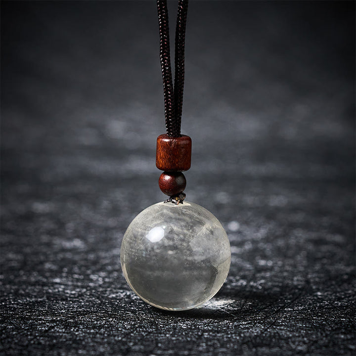 Buddha Stones White Crystal Pink Crystal Tiger Eye Smoky Quartz Protection Necklace Pendant - White Crystal - image 1