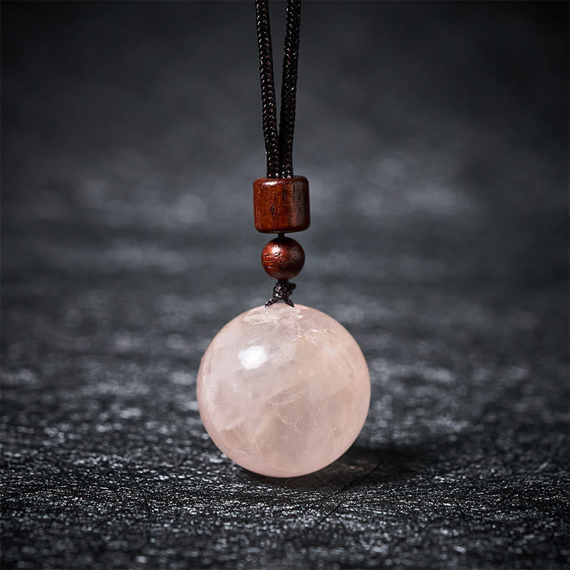 Buddha Stones White Crystal Pink Crystal Tiger Eye Smoky Quartz Protection Necklace Pendant - Pink Crystal - image 5