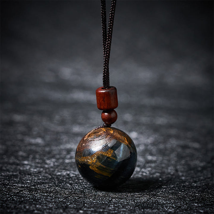 Buddha Stones White Crystal Pink Crystal Tiger Eye Smoky Quartz Protection Necklace Pendant - Blue Tiger Eye - image 25