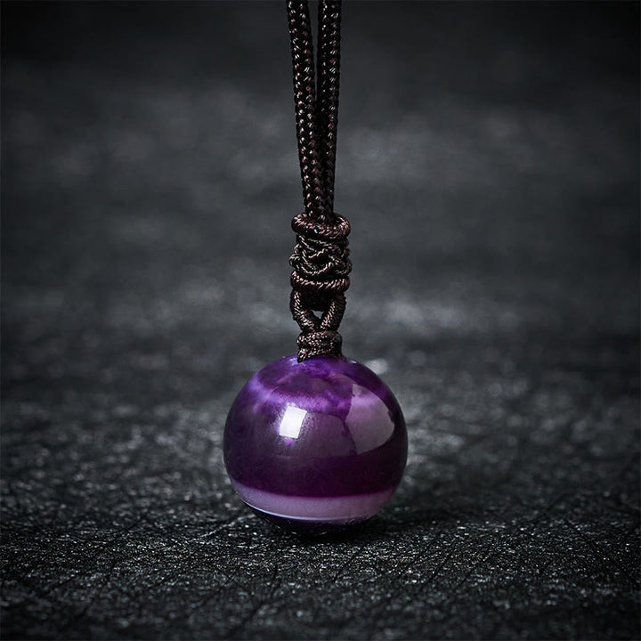 Buddha Stones Amethyst Yellow Agate Various Agate Pink Crystal Lazurite Lapis Lazuli Balance Necklace Pendant - Purple Agate - image 11