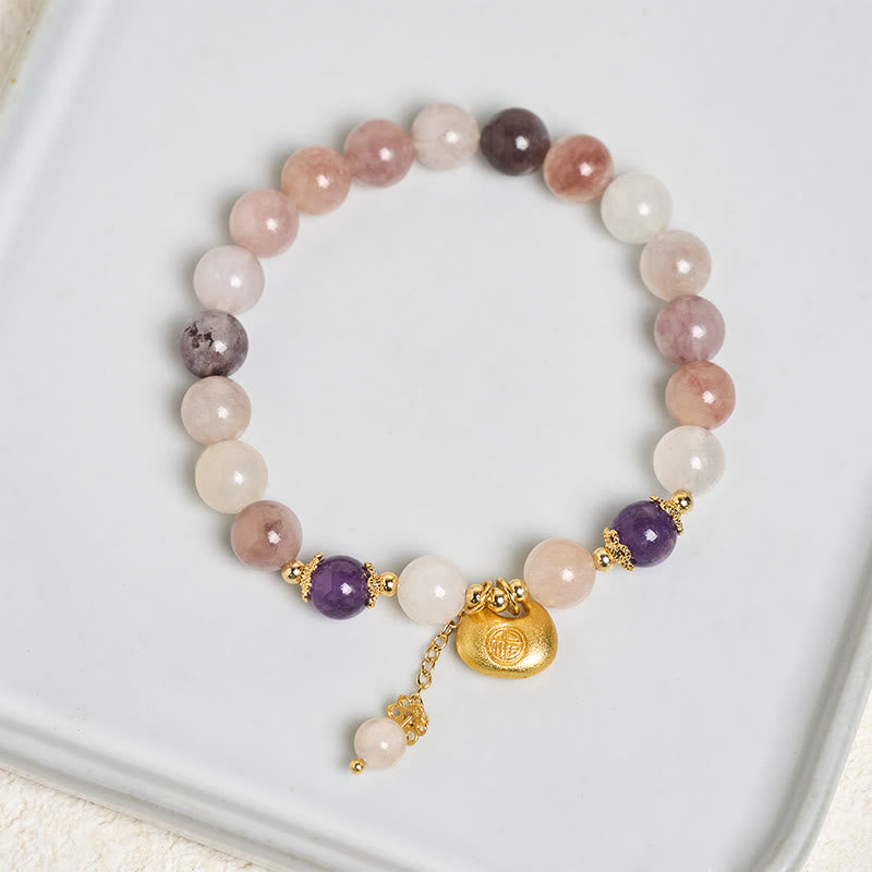 Buddha Stones Golden Silk Jade Fu Character Rabbit Ward Off Evil Spirits Bracelet - image 4