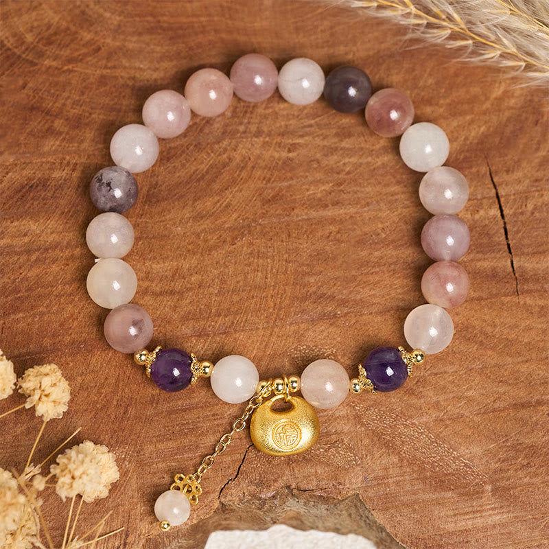Buddha Stones Golden Silk Jade Fu Character Rabbit Ward Off Evil Spirits Bracelet - image 2