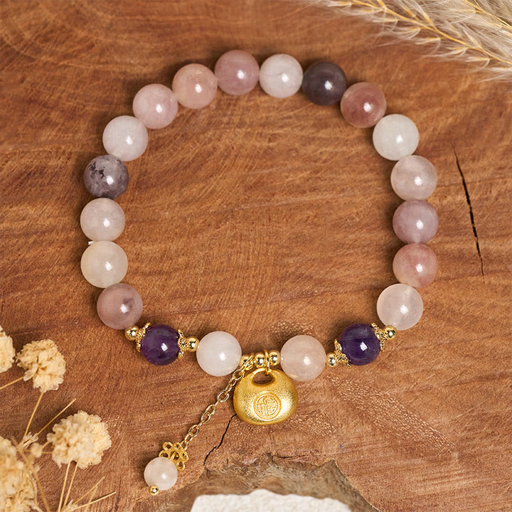 Buddha Stones Golden Silk Jade Fu Character Rabbit Ward Off Evil Spirits Bracelet - image 2