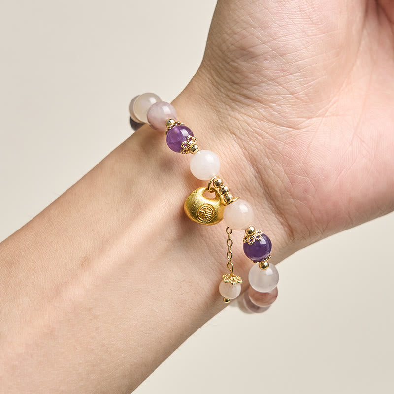 Buddha Stones Golden Silk Jade Fu Character Rabbit Ward Off Evil Spirits Bracelet - image 3