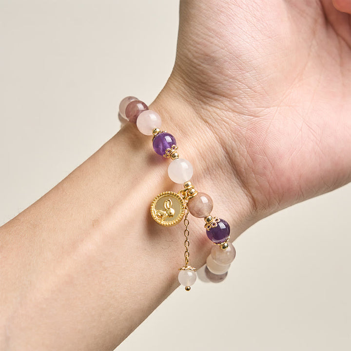 Buddha Stones Golden Silk Jade Fu Character Rabbit Ward Off Evil Spirits Bracelet - image 10