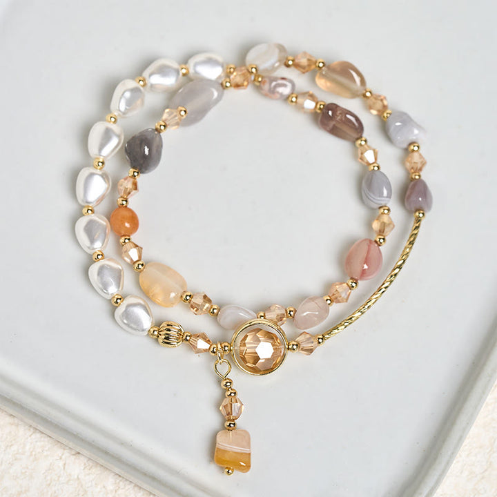 Buddha Stones Irregular Pearl Glass Bead Double Wrap Bracelet - Glass (Wrist Circumference: 14-15cm) - image 0